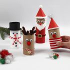 Christmas figures from cardboard tubes with decorations