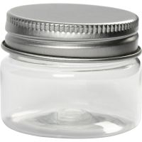Plastic Jar with Screw-on Lid, H: 35 mm, D 40 mm, 10 pc/ 1 pack