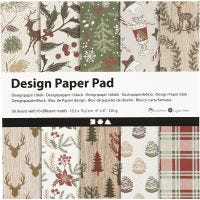 Design Paper Pad, 15,2x15,2 cm, 120 g, brown, red, 50 sheet/ 1 pack