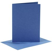 Cards and envelopes, card size 10,5x15 cm, envelope size 11,5x16,5 cm, 110+220 g, blue, 6 set/ 1 pack