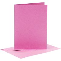 Cards and envelopes, card size 10,5x15 cm, envelope size 11,5x16,5 cm, 110+220 g, pink, 6 set/ 1 pack