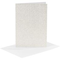 Cards and Envelopes, card size 10,5x15 cm, envelope size 11,5x16,5 cm, glitter, 120+250 g, white, 4 set/ 1 pack