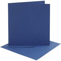Cards and envelopes, card size 15,2x15,2 cm, envelope size 16x16 cm, 220 g, blue, 4 set/ 1 pack