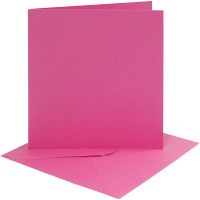 Cards and envelopes, card size 15,2x15,2 cm, envelope size 16x16 cm, 220 g, pink, 4 set/ 1 pack