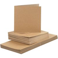 Cards and envelopes, card size 15x15 cm, envelope size 16x16 cm, 120+240 g, natural, 50 set/ 1 pack