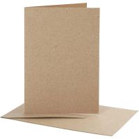 Blank Cards With Envelope, card size 10,5x15 cm, envelope size 11,5x16,5 cm, natural, 10 set/ 1 pack