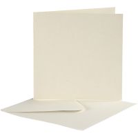 Cards And Envelopes, card size 12,5x12,5 cm, envelope size 13,5x13,5 cm, off-white, 10 set/ 1 pack