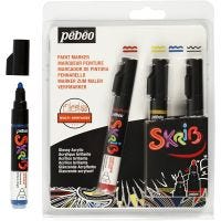 Skrib Paint Marker, line 4 mm, black, blue, red, yellow, 4 pc/ 1 pack