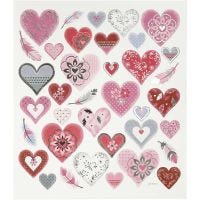 Stickers, hearts, 15x16,5 cm, 1 sheet