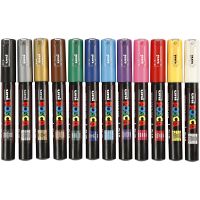 Posca Marker, no. PC-1M, line 0,7 mm, assorted colours, 12 pc/ 1 pack