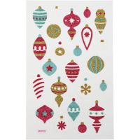 Glitter Stickers, Christmas ornaments, 10x16 cm, 1 sheet
