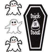 Rhinestone Stickers, ghosts and coffin, 14x17 cm, 1 sheet