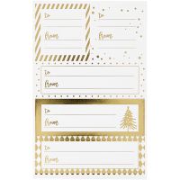 Stickers, 9x14 cm, size 42x39+84x29 mm, gold, white, 4 sheet/ 1 pack