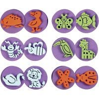 Foam Stamps, zoo, D 7,5 cm, thickness 2,5 cm, 6 pc/ 1 pack