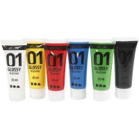 School acrylic paint glossy, glossy, standard colours, 6x20 ml/ 1 pack