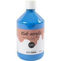School acrylic paint glossy, glossy, primary blue, 500 ml/ 1 bottle