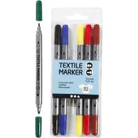 Textile markers, line 2,3+3,6 mm, standard colours, 6 pc/ 1 pack