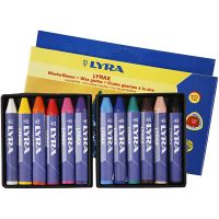 Wax Crayons, L: 9 cm, thickness 15 mm, 12 pc/ 1 pack