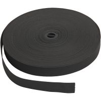 Elastic Cord, W: 20 mm, black, 25 m/ 1 roll