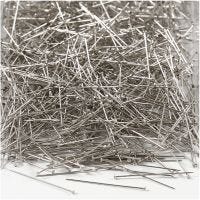 Straight Pins, L: 30 mm, thickness 0,55 mm, silver, 500 g/ 1 pack