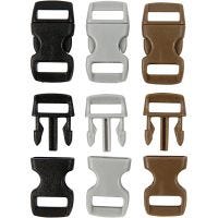 Click Clasp, L: 29 mm, W: 15 mm, hole size 3x11 mm, black, brown, grey, 100 pc/ 1 pack