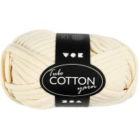 Cotton tube yarn, L: 45 m, off-white, 100 g/ 1 ball