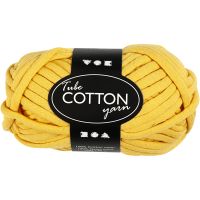Cotton tube yarn, L: 45 m, yellow, 100 g/ 1 ball