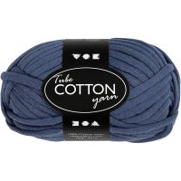 Cotton tube yarn, L: 45 m, dark blue, 100 g/ 1 ball