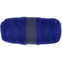 Carded Wool, royal blue, 100 g/ 1 bundle