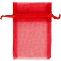 Organza Bags, size 7x10 cm, red, 10 pc/ 1 pack
