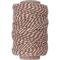 Cotton Cord, thickness 1,1 mm, brown/white, 50 m/ 1 roll