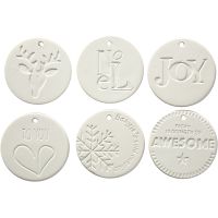 Hanging Ornaments, size 7x7 cm, thickness 0,6 cm, white, 6 pc/ 1 pack