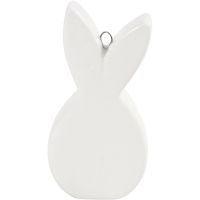 Rabbit, L: 7,2 cm, W: 3,6 cm, thickness 1,4 cm, white, 3 pc/ 1 pack