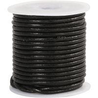 Leather Cord, thickness 2 mm, black, 10 m/ 1 roll