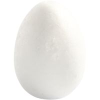 Polystyrene Eggs, H: 8 cm, white, 5 pc/ 1 pack