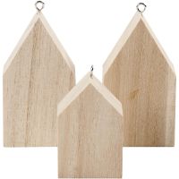 Hanging Houses, H: 4,5+6,5 cm, 3 pc/ 1 pack