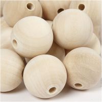 Wooden Bead, D 30 mm, hole size 5 mm, 50 pc/ 1 pack