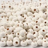 Wooden Beads, D 5 mm, hole size 1,5 mm, white, 6 g/ 1 pack, 150 pc