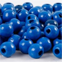 Wooden Beads, D 12 mm, hole size 3 mm, blue, 22 g/ 1 pack