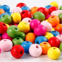 Wooden Beads Mix, D 8 mm, hole size 1,5-2 mm, assorted colours, 16 g/ 1 pack