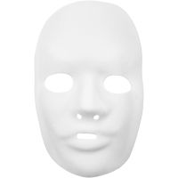 Full Face Masks, H: 24 cm, W: 15,5 cm, white, 12 pc/ 1 pack