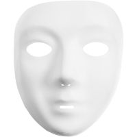 Full Face Masks, H: 17,5 cm, W: 14 cm, white, 1 pc