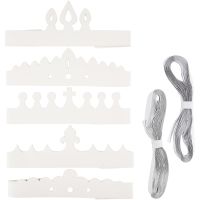 Crowns, H: 10-16,5 cm, L: 60 cm, 230 g, white, 50 pc/ 1 pack