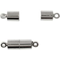 Magnetic Clasp, L: 17 mm, D 5 mm, silver-plated, 10 pc/ 1 pack