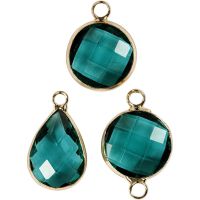 Jewellery Pendant, H: 15-20 mm, hole size 2 mm, green, 1 pack