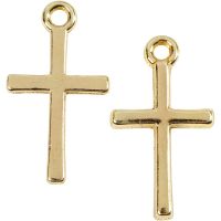 Cross pendant, size 10x18 mm, gold-plated, 20 pc/ 1 pack