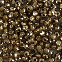 Faceted Beads, size 3x4 mm, hole size 0,8 mm, metallic bronze, 100 pc/ 1 pack