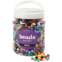 Pony Beads, D 8 mm, hole size 4 mm, assorted colours, 700 ml/ 1 tub, 415 g