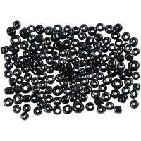 Rocaille Seed Beads, D 3 mm, size 8/0 , hole size 0,6-1,0 mm, metallic black, 500 g/ 1 pack