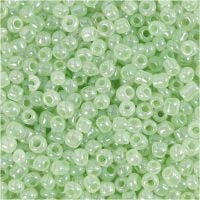 Rocaille Seed Beads, D 3 mm, size 8/0 , hole size 0,6-1,0 mm, soft green, 25 g/ 1 pack